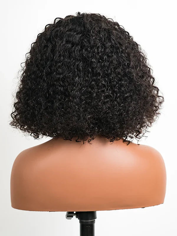 Luvwin Water Wave Short Bang Wig No Lace Beginner Friendly 100% Human Hair