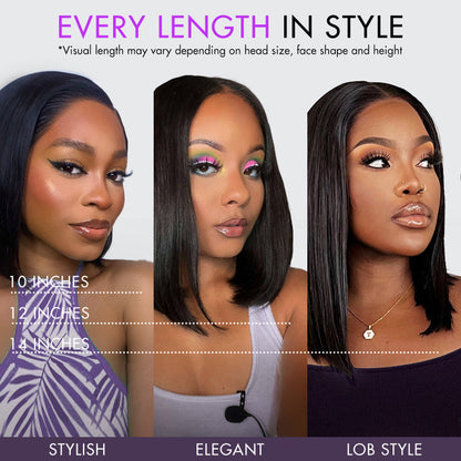 PreMax Wigs - Natural Black / Blonde Highlight C Part Glueless Lace Front Bob Wig Pre-cut Lace