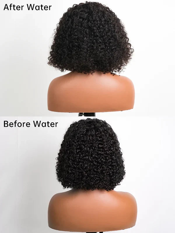 Luvwin Water Wave Short Bang Wig No Lace Beginner Friendly 100% Human Hair