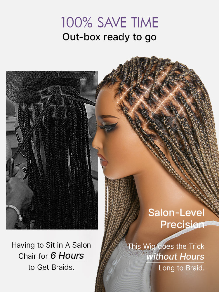 🔥Last Day: 73% OFF🌍613 Goddess Blonde HD Lace Glueless Knotless Braid Wig ✨