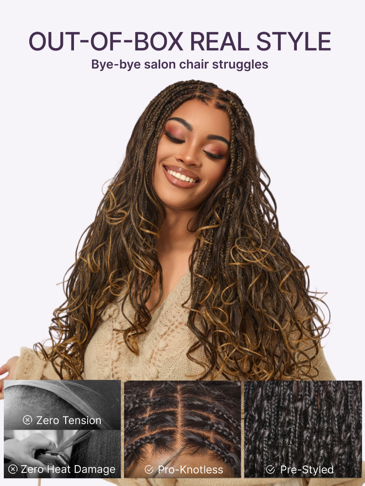 🔥Last Day: 73% OFF🌍613 Goddess Blonde HD Lace Glueless Knotless Braid Wig ✨