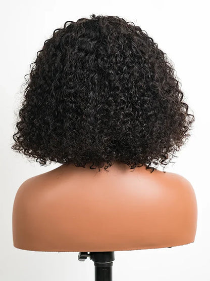 Luvwin Water Wave Short Bang Wig No Lace Beginner Friendly 100% Human Hair