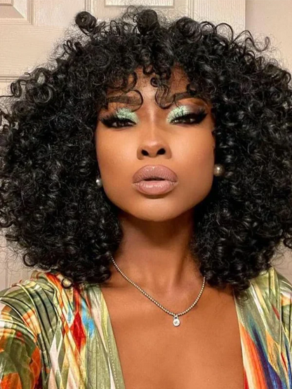Luvwin Water Wave Short Bang Wig No Lace Beginner Friendly 100% Human Hair