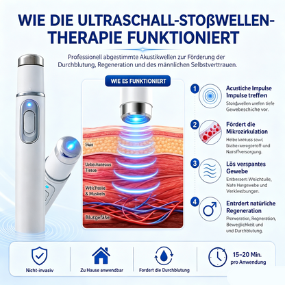 Fortschrittliche akustische Stoßwellentherapie: Regeneriert Peningewebe, stärkt Erektion und männliche Ausdauer, lindert Muskel-, Gelenk- und Sehnenbeschwerden.