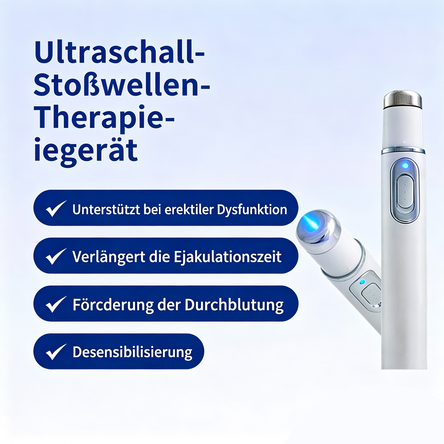 Fortschrittliche akustische Stoßwellentherapie: Regeneriert Peningewebe, stärkt Erektion und männliche Ausdauer, lindert Muskel-, Gelenk- und Sehnenbeschwerden.