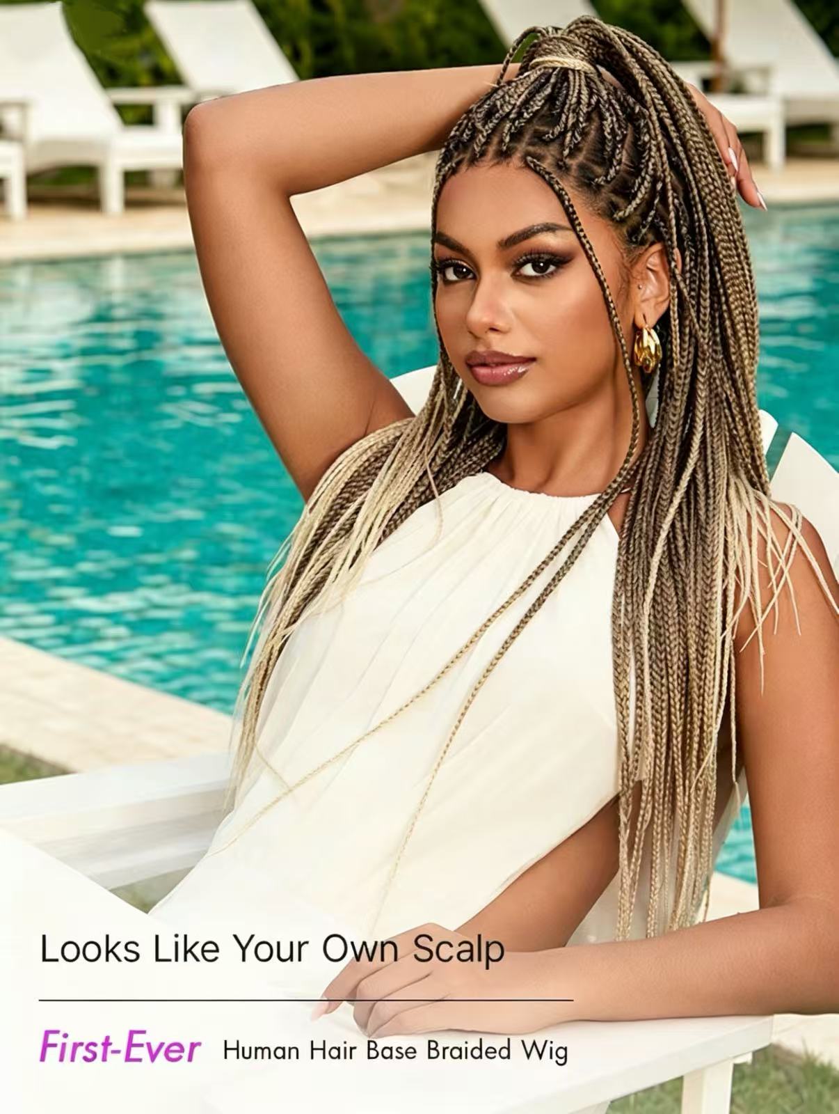 🔥Last Day: 73% OFF🌍613 Goddess Blonde HD Lace Glueless Knotless Braid Wig ✨