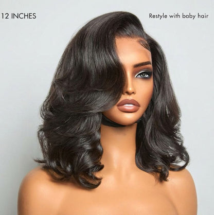 PreMax Wigs - Honey Brown with Blonde Highlights / Natural Black Bouncy Body Wave Glueless 13x4 Frontal Lace Human Hair Wig