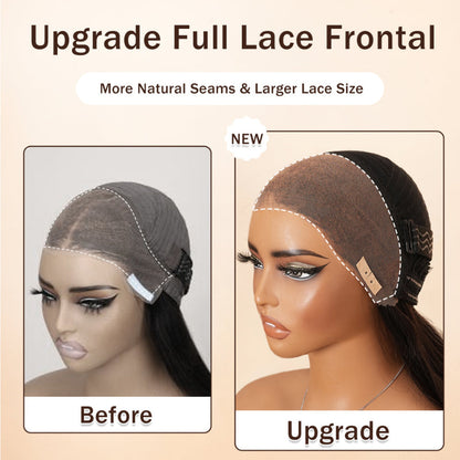 Double Drawn 3D Loose Wave Virgin Human Hair Transparent Full Lace Front Glueless Wig with Curtain Bangs Flash Sale