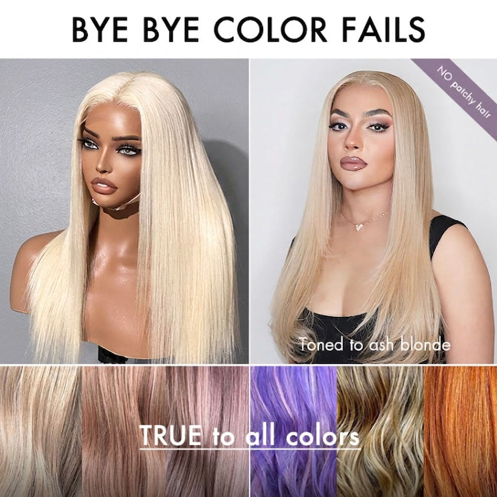 PreMax Wigs - 180% Density Easily Redyed 613 Silky Straight 5x5 Closure HD Lace Glueless Mid Part Long Wig Pre-cut & Plucked & Bleached