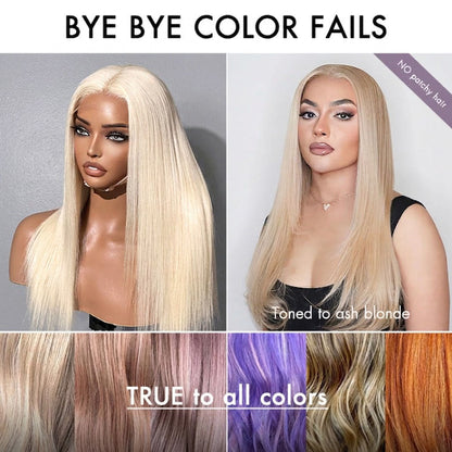PreMax Wigs - 180% Density Easily Redyed 613 Silky Straight 5x5 Closure HD Lace Glueless Mid Part Long Wig Pre-cut & Plucked & Bleached