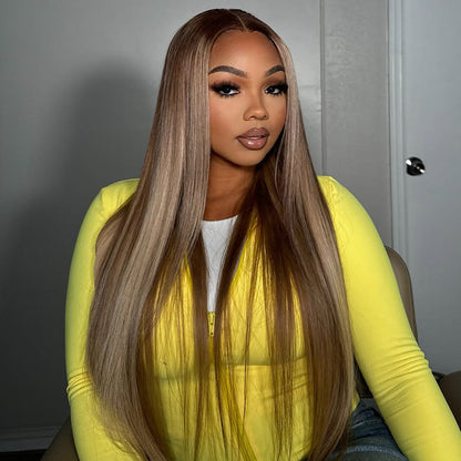 Tuneful Professional Toned Platinum with Mushroom Brown Colored Human Hair Wigs