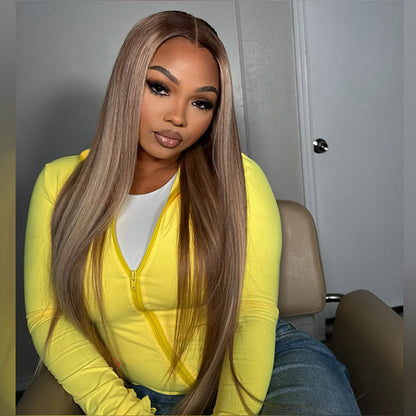 Tuneful Professional Toned Platinum with Mushroom Brown Colored Human Hair Wigs
