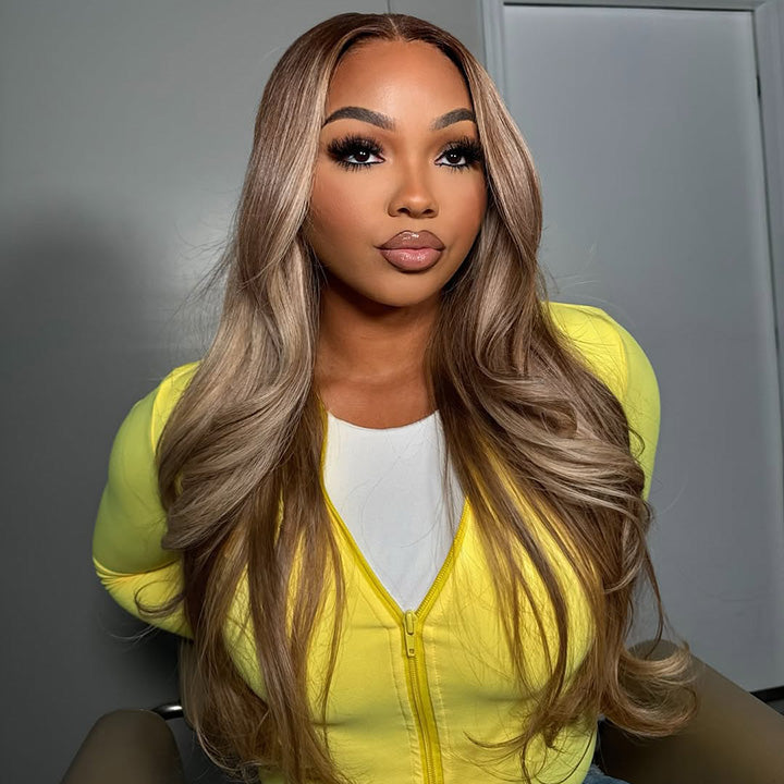 Tuneful Professional Toned Platinum with Mushroom Brown Colored Human Hair Wigs
