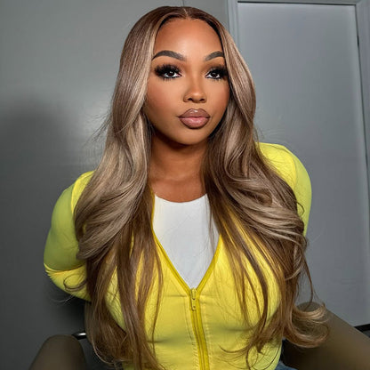 Tuneful Professional Toned Platinum with Mushroom Brown Colored Human Hair Wigs