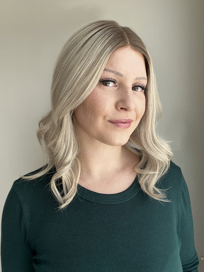 Raregen Lumi 14” | PureHand Remy Human Hair Wig-Rooted Cool Blonde with Highlights